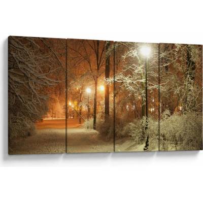Obraz - Zasnežený park, štvordielne 160x80 cm