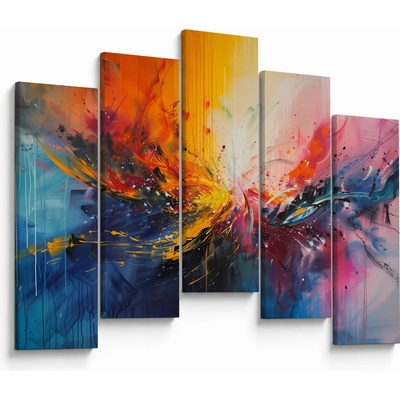 Obraz - Barevná abstrakce, pětidílný 125x90 cm