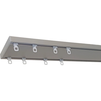 KovovégarnýžeCZ Kolejnice Mallorca anodizovaná nerez (INOX) 401-500cm, jezdec s háčkem