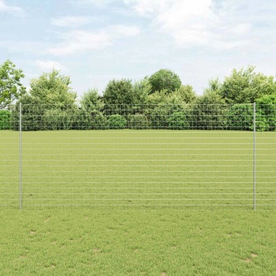 Plot se 10 sloupky, stříbrný, 1,4 x 10 m Ocel