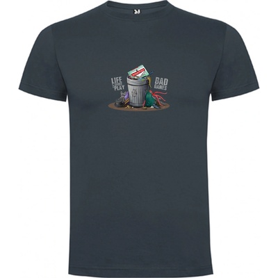 TLAMA games T-shirt Life is too short Ebenová šedá