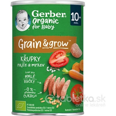 Gerber Organic chrumky s rajčinami a mrkvou 10m+ 35 g