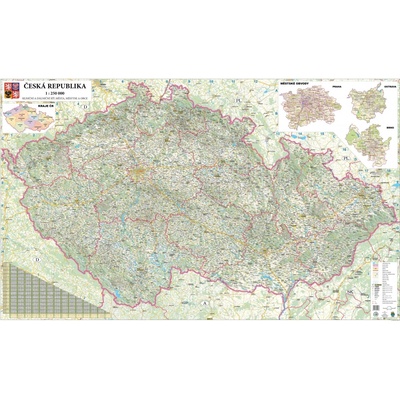 Excart Maps ČR - nástěnná automapa 240 x 135 cm (vydání 2026) Varianta: bez rámu v tubusu, Provedení: laminovaná mapa v lištách