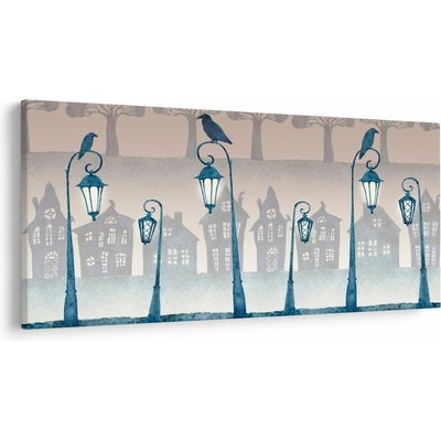 Obraz - Havrany strážiace mesto, jednodielne 200x100 cm