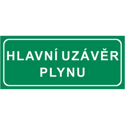 Hlavní uzávěr plynu - plast/samolepící fólie Materiál: Plast, Rozměry značení: 21 x 9 cm