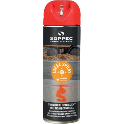 SOPPEC Značkovací sprej IDEAL fluorescentný červený 500ml trvanlivosť 12 mesiacov