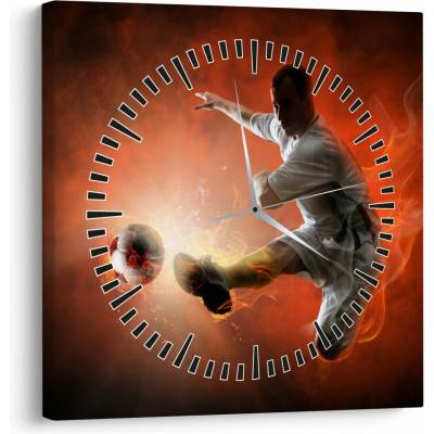 Obraz - Futbalista (s hodinami), jednodielne 30x30 cm s hodinami