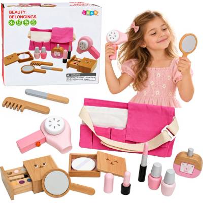 RKToys Dřevěná kosmetická sada s taštičkou 12 dílků