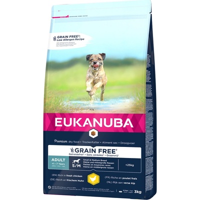Eukanuba Grain Free Adult Small Medium Breed Chicken 12 kg