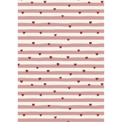 Ib Laursen Baliaci papier Red Hearts / Pink Stripes – 5 m