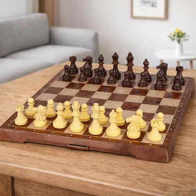 Magnetické šachy klasické skladacie 2v1 31 × 31 cm 06485