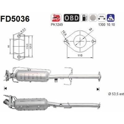 Filter sadzí pevných častíc výfukového systému AS FD5036