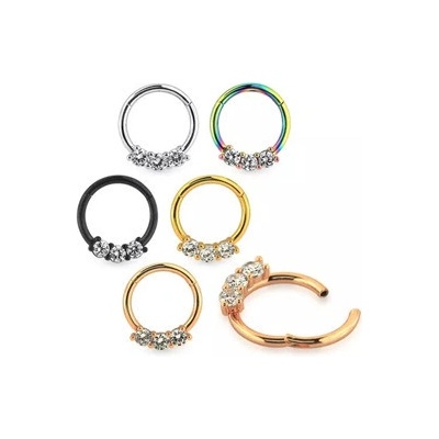 Piercingate Kruh segment s kamínky PKR00155 Černá