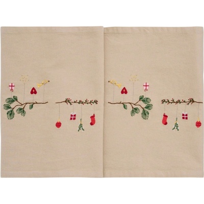 Ib Laursen Behúň s výšivkou Branch Christmas Ornaments 30x160 cm