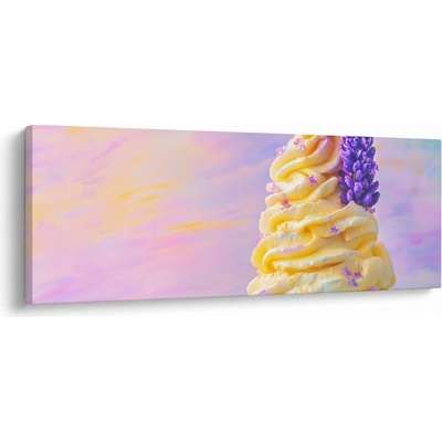 Obraz - Zmrzlina s levandulí, jednodílný 145x58 cm
