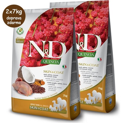 N&D Quinoa Grain Free DOG Skin & Coat Quail & Coconut 14 kg