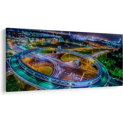Obraz - panoráma nočného mesta, jednodielne 250x125 cm