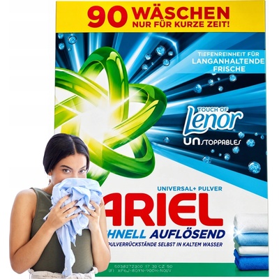 Ariel Universal +Pulver prací prášek Touch of Lenor Unstoppables 4,95 kg 90 PD