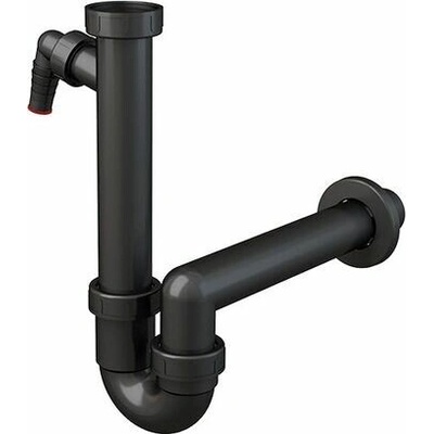 Alcadrain Dřezový sifon s maticí 6/4" a přípojkou, černá A81-DN40-ECO