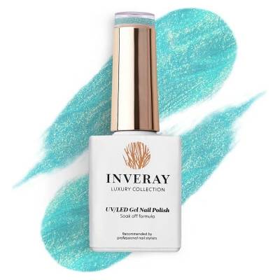 Inveray UV/LED Gél lak N°309 Lagoon trblietavý lagúnovo modrý 10 ml
