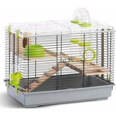 Panama Pet Panamská klec pro hlodavce k dočasnému pobytu PINO NATURA s dřevěnými prvky šedá 45 x 27 x 34 cm