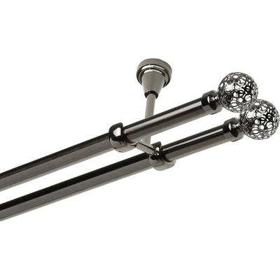 OK-GarnýžeCZ - Garnýž kovová dvouřadá 19mm Koule retro double onyx 100 cm do stropu / na tunýlek - bez kroužků