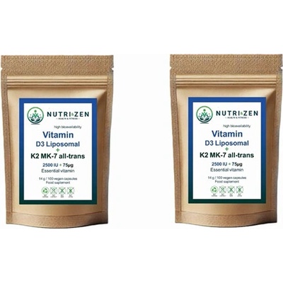 AKCIA NUTRI&ZEN 2x Lipozomálny vitamín D3 + K2 MK-7 all-trans 100 kapsúl