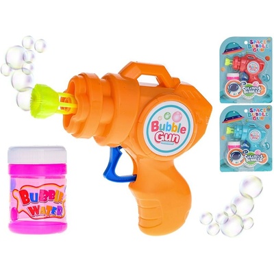 Bublifuk PIŠTOĽ 13cm na zotrvačník s náplňou 50ml