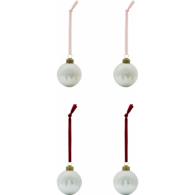 House Doctor Sklenená vianočná ozdoba Bano Silver – set 4 ks