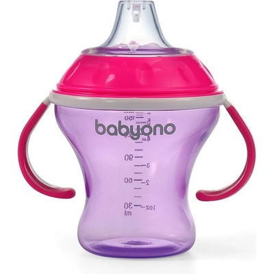 Babyono hrnček netečúci s mäkkým náustkom Natural Nursing 180 ml ružový