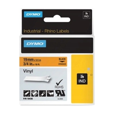 DYMO vinylová páska RHINO D1 19 mm x 5,5 m, černá na oranžové, S0718500