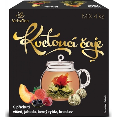 VeltaTea Zelené kvetoucí čaje s příchutí višeň broskev černý rybíz jahoda 4 x 6 g