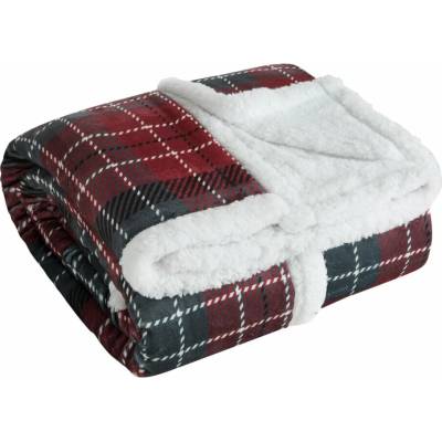 Eurofirany Deka ovečková káro červená Polyester 150x200