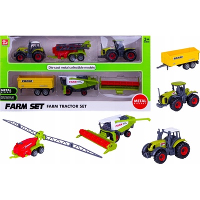 QULKI Traktor x 2 + Zemědělské stroje Kombajn - Sada traktorů a zemědělských strojů