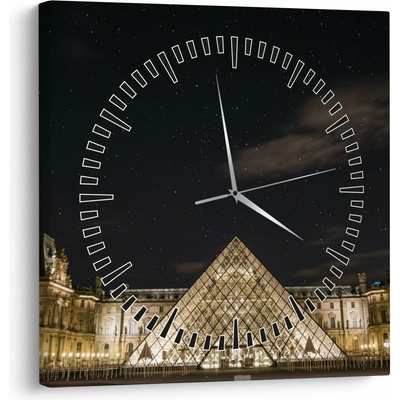Obraz - Louvre v noci (s hodinami), jednodílný 30x30 cm s hodinami