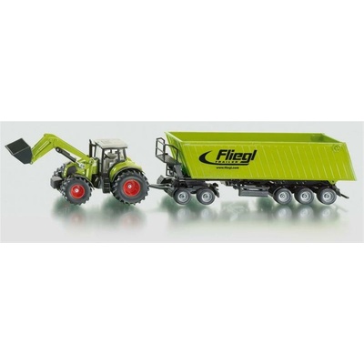 Siku Traktor s p ným nakladačom a prívesom červená 1:50