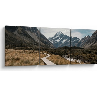 Obraz - Chodník v údolí hory Mt. Cook, třídílný 150x50 cm
