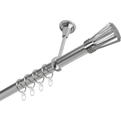 OK-GarnýžeCZ Garnýž kovová jednořadá 25mm Walchar nerez 230 cm do stropu / kroužky s háčkem