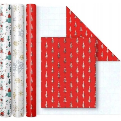 žiadna značka Vianočný baliaci papier 43 cm x 3,5 m, súprava 3 rolky
