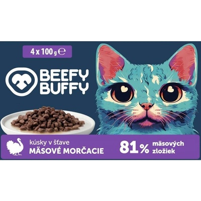 Beefy Buffy mäsové morčacie kúsky v omáčke 4 x 100 g