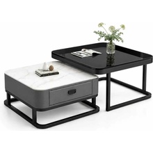 LuxuryForm Design Aragon 70 x 70 / 60 x 60 cm sivý / biely mramor + sklo 2 ks
