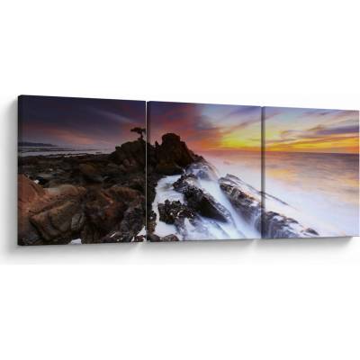 Obraz hory v mlze, třídílný 90x30 cm