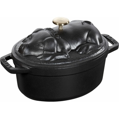 Litinový hrnec Cocotte s poklicí ve tvaru vepře, Ø 17 cm / 1,0 l, šedá - STAUB