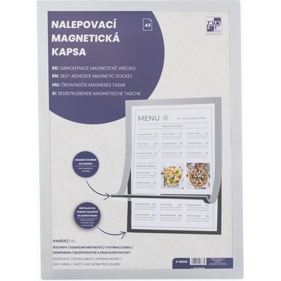 Nalepovacie magnetické vrecko A3 so strieborným okrajom