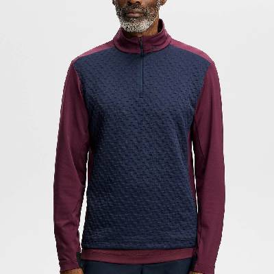 J.Lindeberg Men Lassy Quarter Zip Mid layer Winetasting