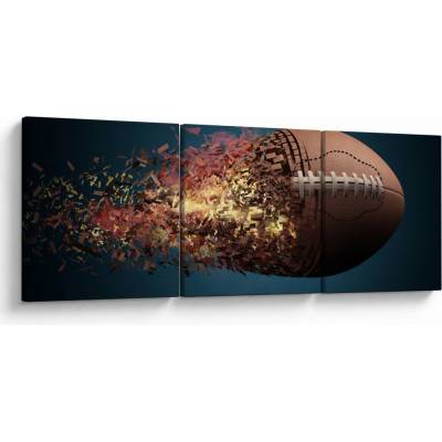 Obraz - Ragbyová lopta v akcii, trojdielne 120x40 cm