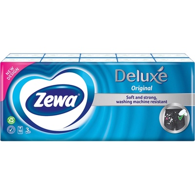 Zewa Delux papierové vreckovky 3-vrstvové bez vône 10 x 10 ks