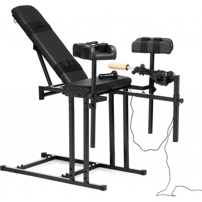 Master Series Ultimate Obedience Chair with Sex Machine Black