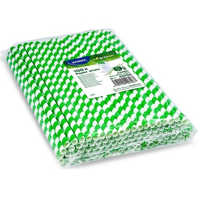 Wimex papírové brčko Spirála 8 x 25 cm zelená 100 ks