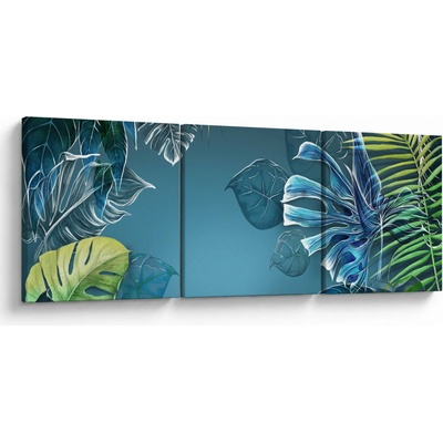 Obraz - Listy tropických rastlín, trojdielne 150x50 cm